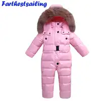 - 30 องศารัสเซียฤดูหนาวเด็กเล่นสกีชุด Snowsuit เด็กทารก Jumpsuits เสื้อผ้ากันน้ำลงเสื้อแจ็คเก็ตหญิง Outerwear