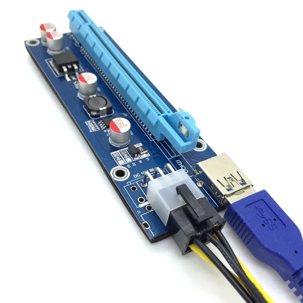 Новый USB3.0 PCI-E Экспресс 1x к 16x Extender адаптер Riser Card SATA 6Pin адаптер 18Apr27