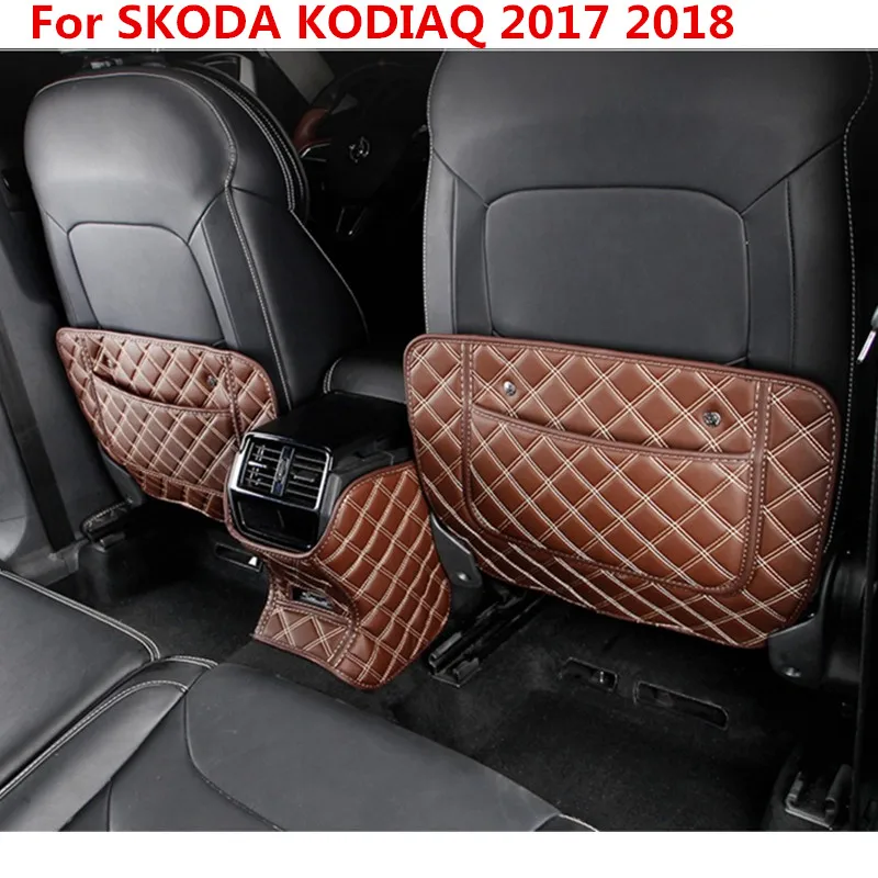 Car armrest box Back row anti kicking pad holster Artificial Leather 2 color For SKODA KODIAQ 2017 2018 | Автомобили и мотоциклы