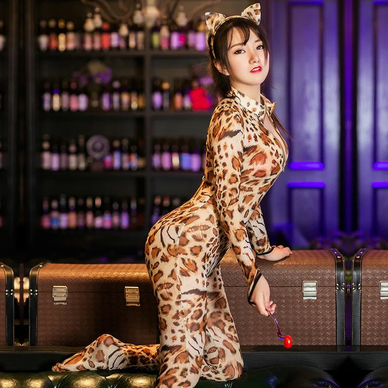 Сексуальные леопардовые костюмы для женщин, косплей, животные, трико, костюм-комбинезон, цельное обтягивающее сексуальное боди, женское белье, эротическое боди