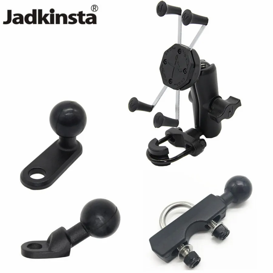 

Jadkinsta X-Grip Mount Holder Adjustable Motorcycle Rear View Mirror Mount Handlebar with 6cm Double Socket Arm for Gopro Phone