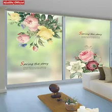 Растение цветочный узор Электростатическая пленка «замороженное стекло» ванная комната гостиная спальня офис детская комната раздвижные двери ПВХ непрозрачная пленка