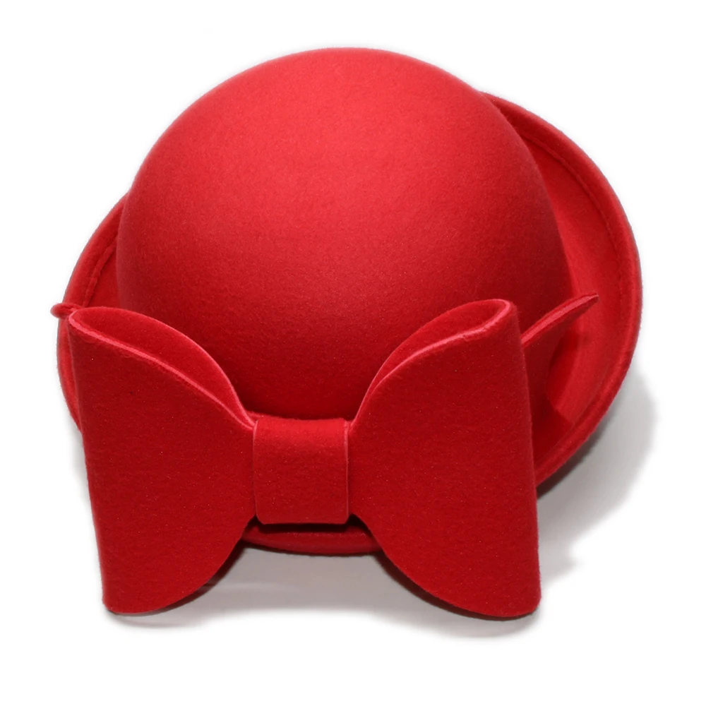 

Women Men /Kid Child Retro Vintage Big Bowknot Band 100% Wool Derby Billycock Top Cap Bowler Hat Fedora (57cm/54cm-Adjust)