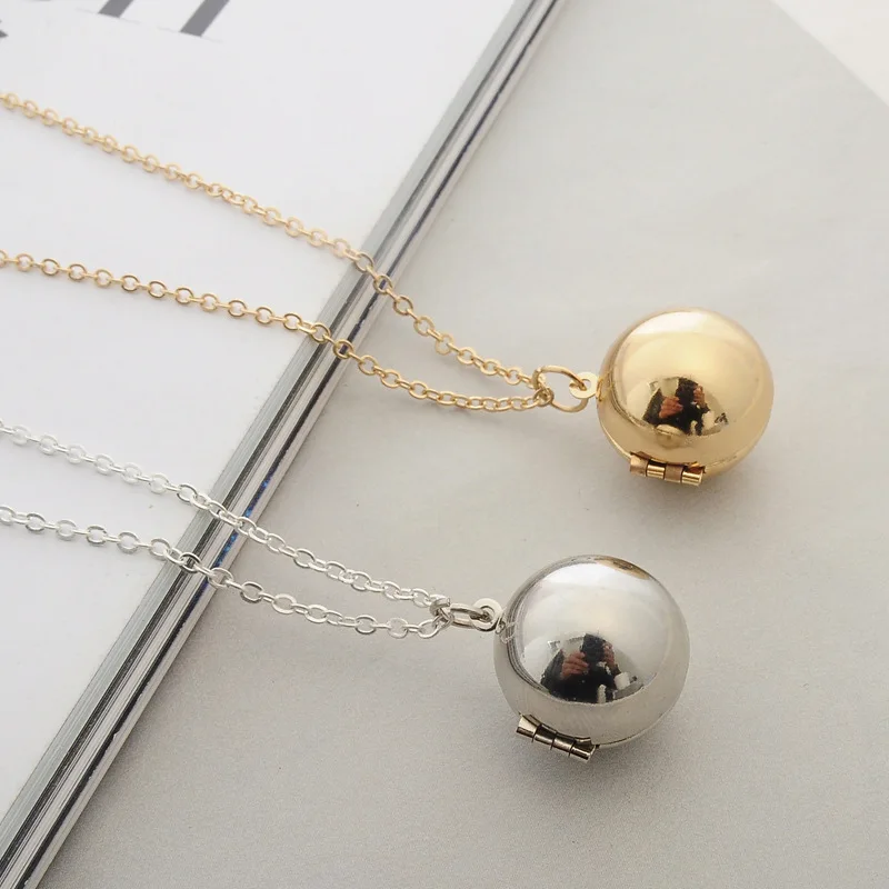 

Best selling new phase box round hollow fashion creative boys and girls secret information ball pendant necklace best pendant