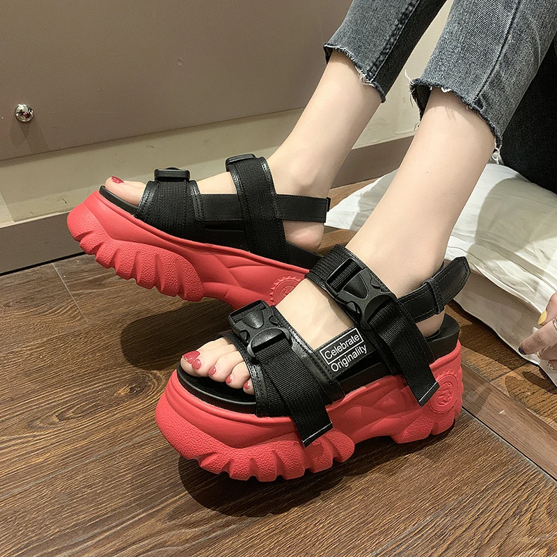 

HKCP Sandals women 2019 summer women's shoes new platform with thick bottom version of Korean sandals inside height C146