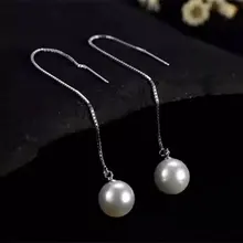 Натуральный белый жемчуг серьги в виде капель с s925 Серебряные женские Элегантные Простые Модные женские серьги, вечерние