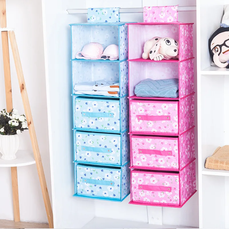 

Hardened multi-layer fabric storage hanging bag Wardrobe hanging storage bag folding storage bag Unscented drawer storage rack