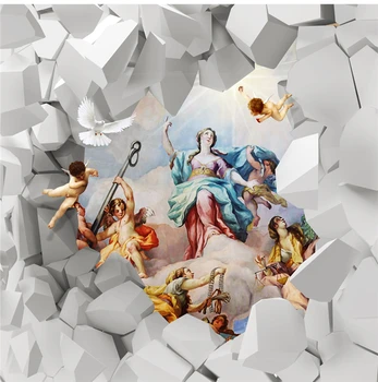 

Custom Any Size Interior 3D European Geometric Stone Fairy Angel Angel God Zending Silk Mural Wallpaper