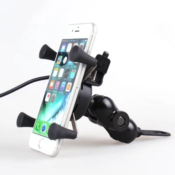 

2 in 1 Motorcycle Phone Holder For 4 to 6.5 inch Mobile phone USB Charger Holder For iPhone X 8 7 Plus Moto bike Support Mount
