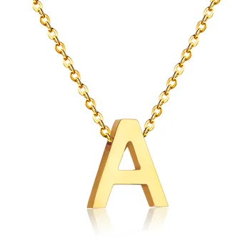 

LUXUKISSKIDS Gold Color Letter Necklace for Women Stainless Steel Jewelry 26 Initial Necklace Alphabet Kolye Collier Necklaces