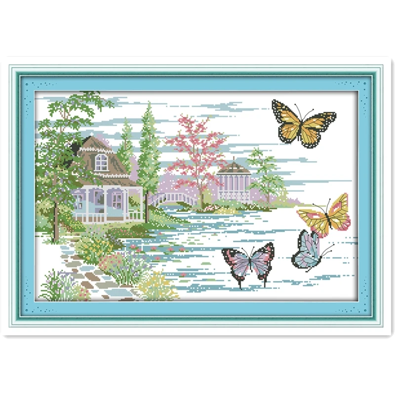 

The Butterfly Estate Cross Stitch Kit Embroidery Cross Set Needlework Chinese Counted Cross Stitch Pattern Home Decor DIY SET