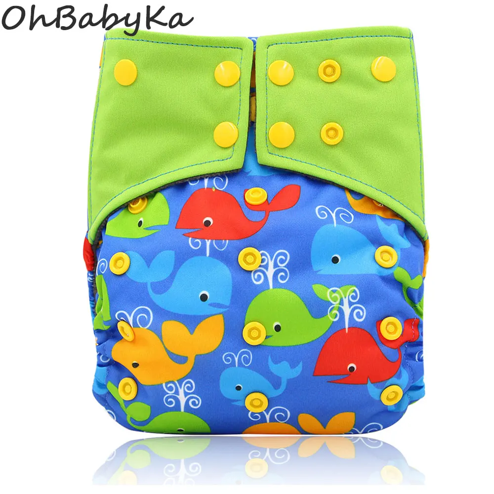

Ohbabyka Baby Diaper Cover Adjustable Baby Nappies All-in-two AI2 Waterproof PUL Cloth Diaper Cover Double Gusset Nappy Pants