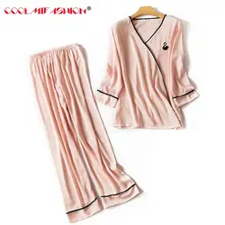 Новые Элегантные Роскошные шелковые пижамы для женщин Твердые пижамы с вышивкой для женщин для отдыха пижамные комплекты Шелковый Атлас