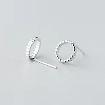 

Real. 925 Sterling Silver jewelry Twisted Lucky Circle stud Earrings 9.5MM Charms Gift GTLE1295
