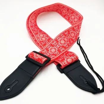 

Acoustic electric bass guitar strap multicolor guitar belt Adjustable Red festive printing pattern straps guitar parts