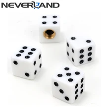 4PCS Dice Car Valve Caps On the Wheel White Tire Air Valve Stem Caps Car Trunk Bike Bicycle Wheel Rims Accessories Free Shipping