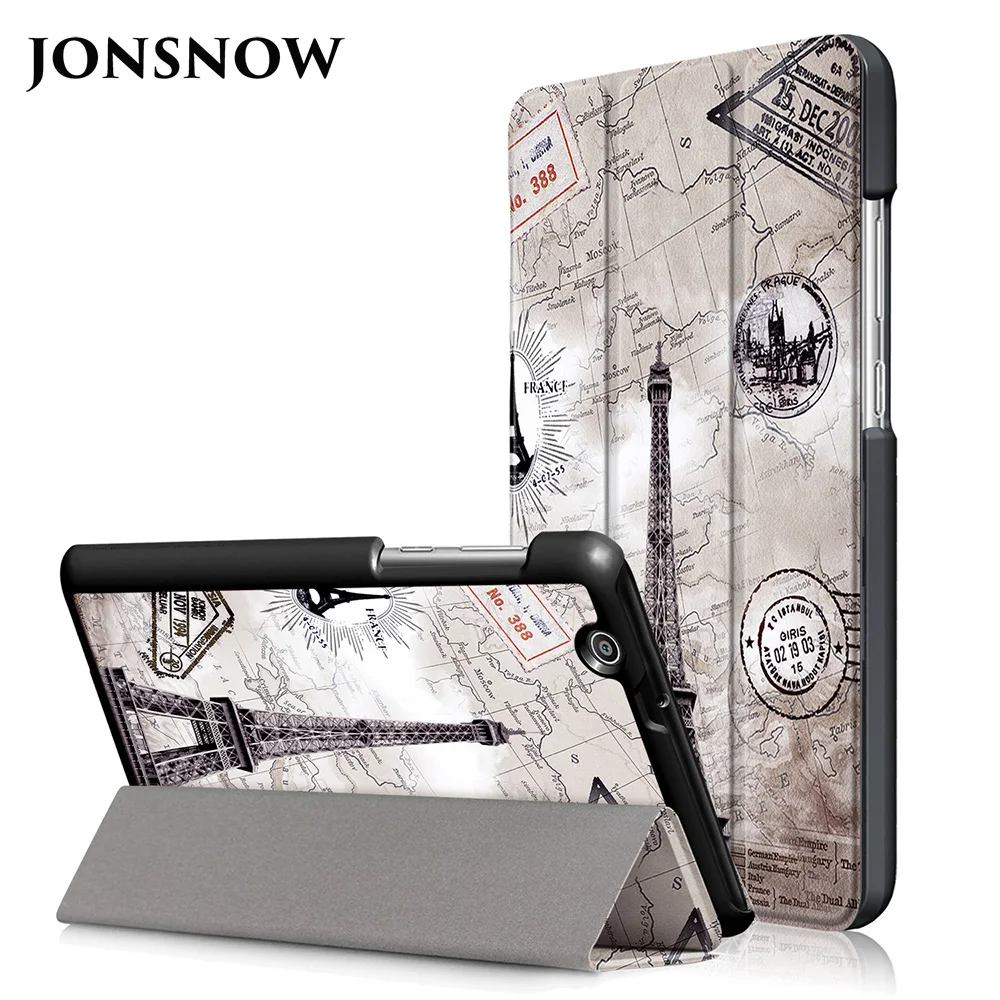 PC8005H_JONSNOW Protective Case for Huawei MediaPad T3 7 3G BG2-U01 Ultra Thin 3 fold Silk Texture Smart Sleep Stand Leather Cover