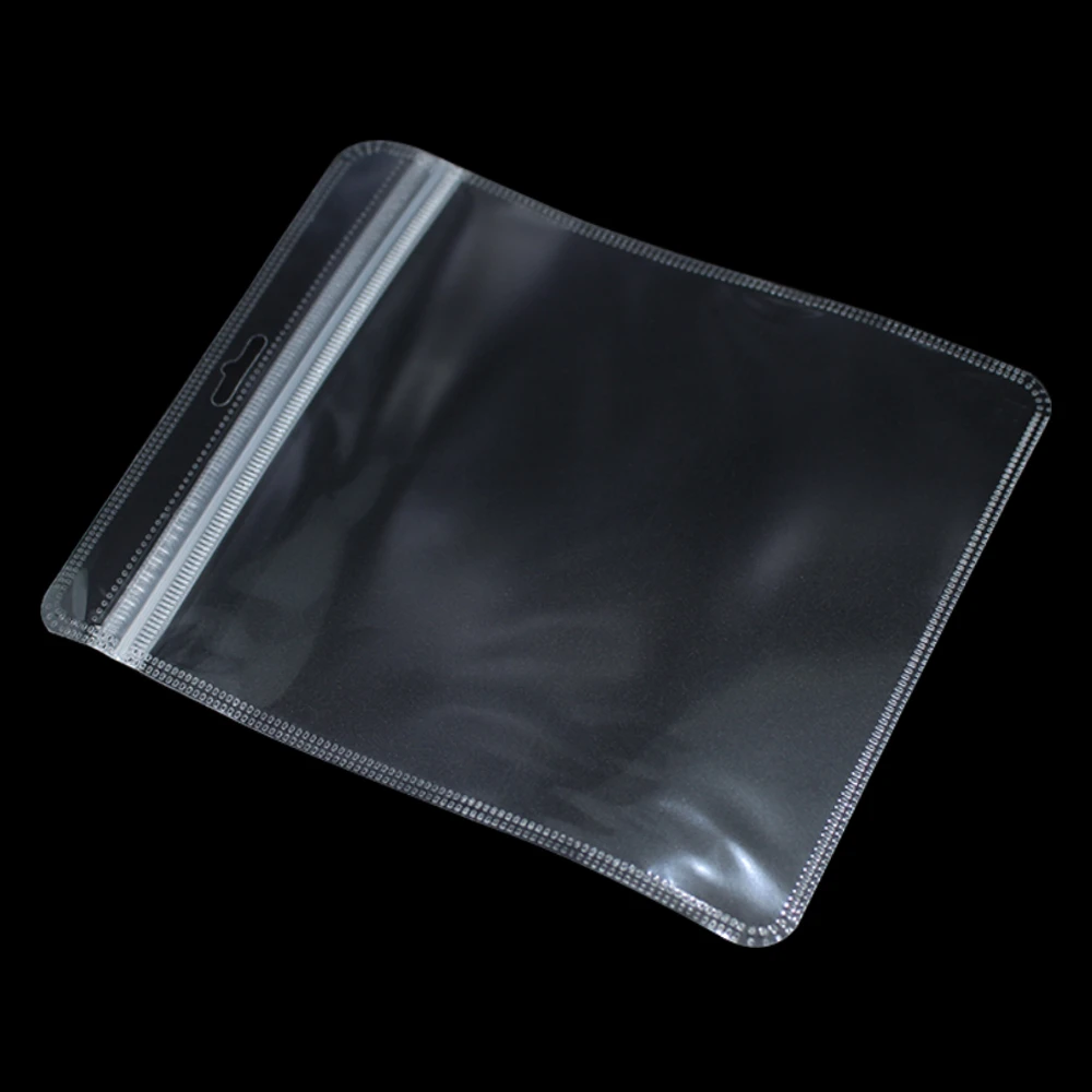 200 шт./лот, прозрачная пластиковая упаковочная сумка с застежкой-молнией и отверстием для подвешивания, прозрачный полиэтиленовый пакет с застежкой