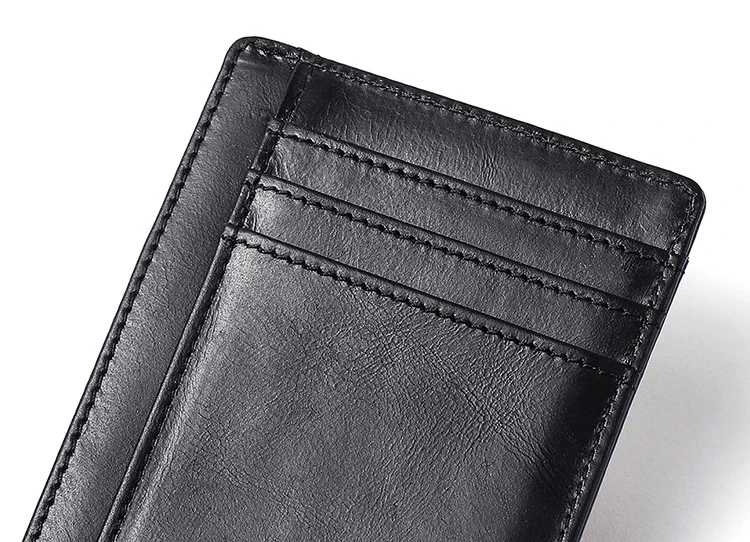 Тонкий минималистский кошельки для Для мужчин и Для женщин из натуральной кожи передний карман кошелек держатель для карт с RFID блокировки