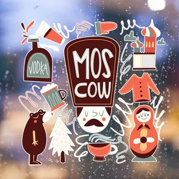 

Brown Bear Matreshkas Russia Culture Illustration Wall StickerWindow Sticker Nursery Decoration Decal Wedding Deceration Vinyl