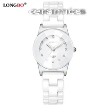 Alta Calidad De Cerámica Blanca Resistente Al Agua Vestido de Las Mujeres de Moda Hombre de Negocios Relojes de Pulsera Señora Pareja Regalo Rhinestone reloj Ocasional