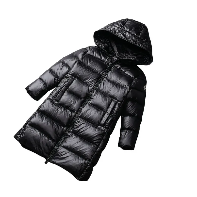 

Girls Winter Down Jacket Kids Solid White Duck Down Long Coat Girls Hooded Warm Thick Down Jacket Girls Clothes sliver black