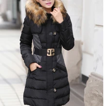 Latest Fashion Women Winter Cotton Down jacket Hooded Long sleeve Splicing Medium Long Coat Women Big yards Slim Warm Coat G1860
