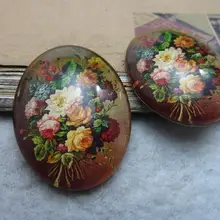 2 шт 30x40 мм ручной работы фото стеклянные кабошоны(цветок) GL 1-23