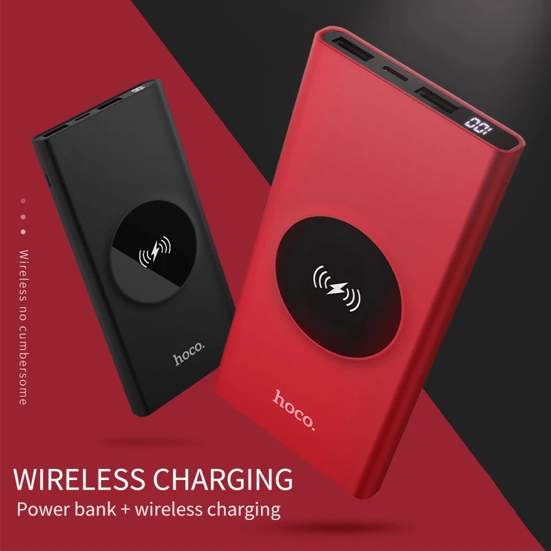 HOCO 10000mAh QI Wireless Charger Power Bank Dual USB with Digital Display External Battery Powerbank for iphone 8 X XS Max XR HOCO 10000mAh QI Wireless Charger Power Bank Dual USB with Digital Display External Battery Powerbank for iphone 8 X XS Max XR