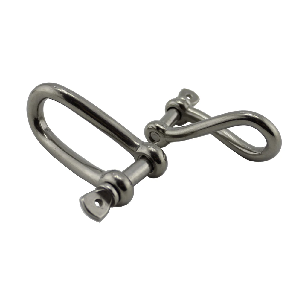 Stainless Screw Pin Marine Twisted shackle 90 Degree Twisted Shackle for Wire Rope Chain Boat Hardware 5pcs 5mm 6mm 30pcs snap fastener stainless canvas screw kit for tent boat marine hardware replacement snap fasteners