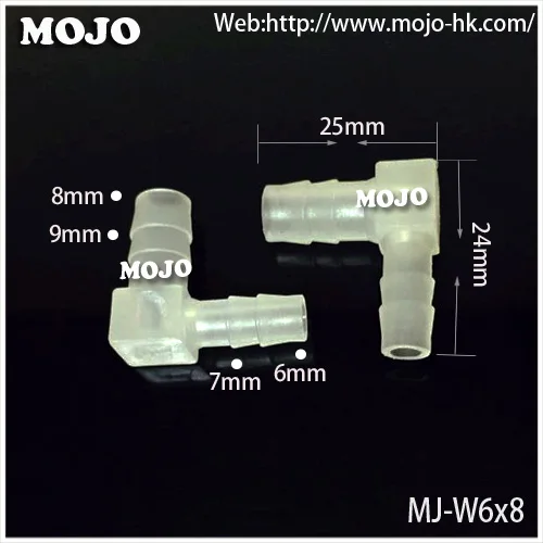 

Free shipping!! (100pcs/lots) MJ-W6X8 Elbow type plastic hose connectors 6 to 8mm hose joint pipe fittings