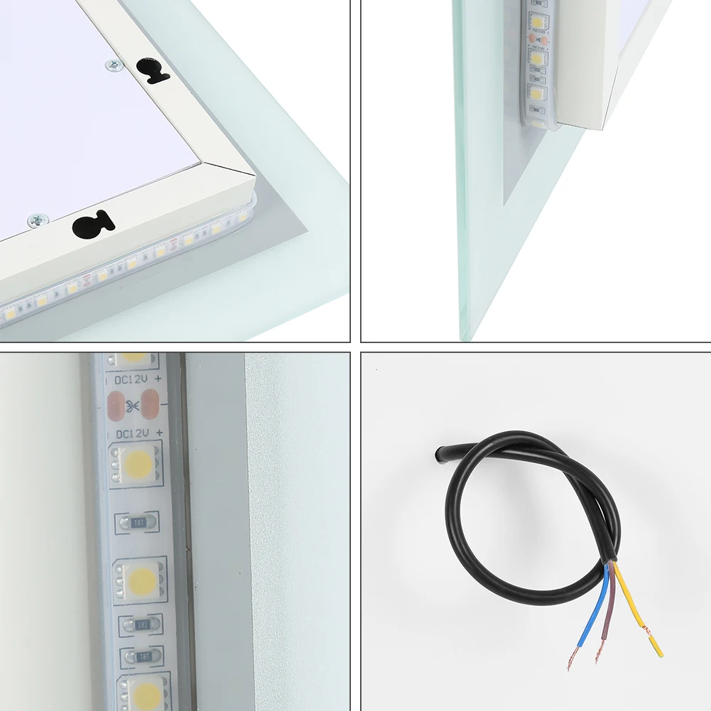 Espejo de baño Anti-niebla luz LED espejo táctil inteligente maquillaje temperatura pantalla sin marco espejo decorativo HWC Espejo de baño Anti-niebla luz LED espejo táctil inteligente maquillaje temperatura pantalla sin marco espejo decorativo HWC