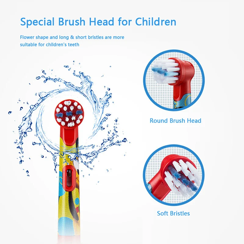 Oral B Kids Electric Toothbrush Replacement Brush Heads Reminder Soft Gum Care Inductive Charging Toothbrushes for Children