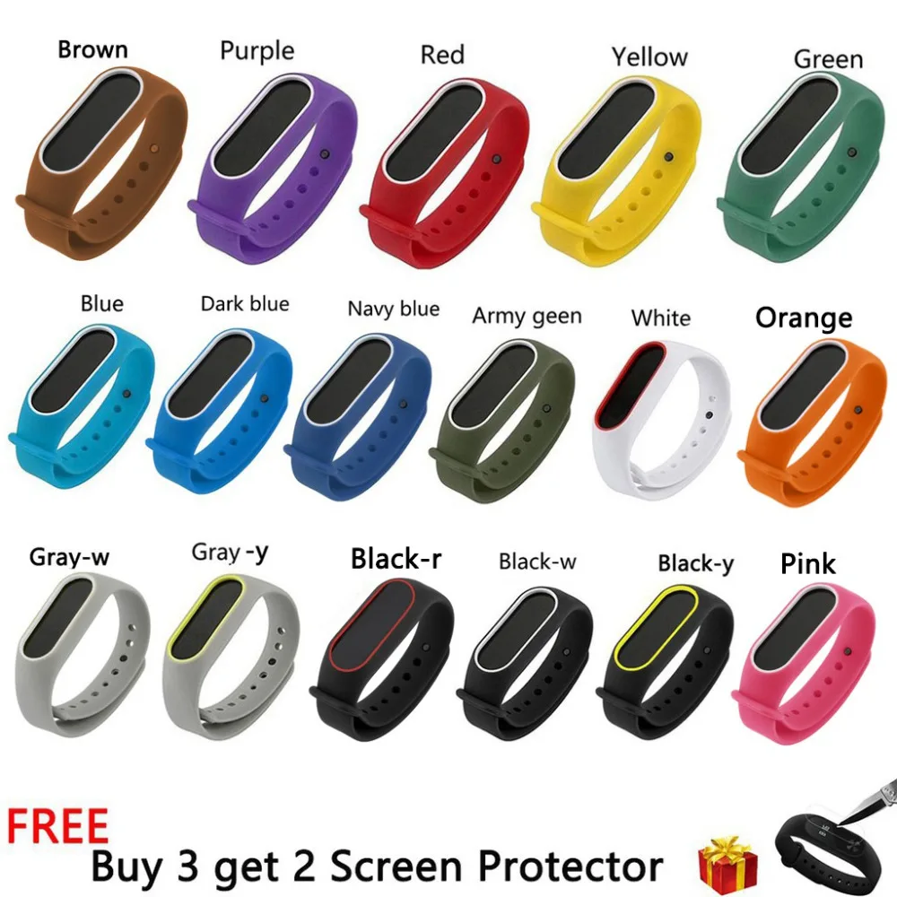 17 Colors Wrist Strap for Xiaomi Mi Band 2  Miband 2 Silicone Band