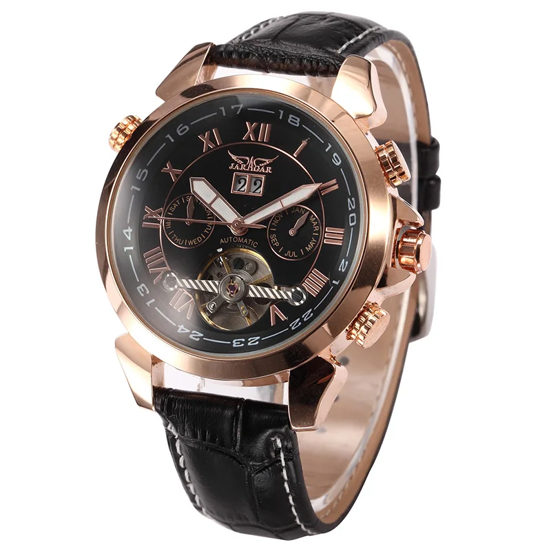 JARAGAR для мужчин Авто механические золотой чехол Flying Tourbillon Vogue часы Relogio Masculino мужской наручные Montre Homme