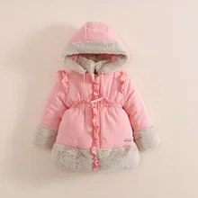 Children’s Girls Winter Clothing Outerwear & Coats Kids Red Hooded fur collar Cotton thick outerwear Girl warm christmas outwe