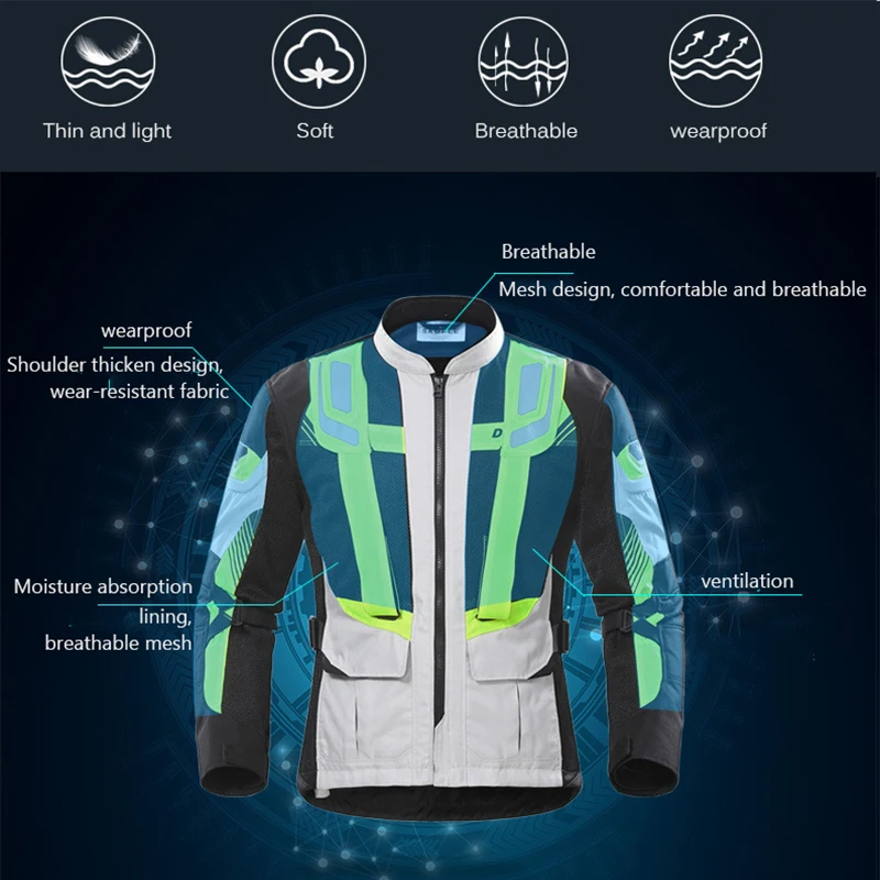 Лето мотоциклетная куртка DUHAN Кордура Ткань Для мужчин Гонки сетка куртка для детей в возрасте от 3 М дышащая крест одежда ралли путешествия