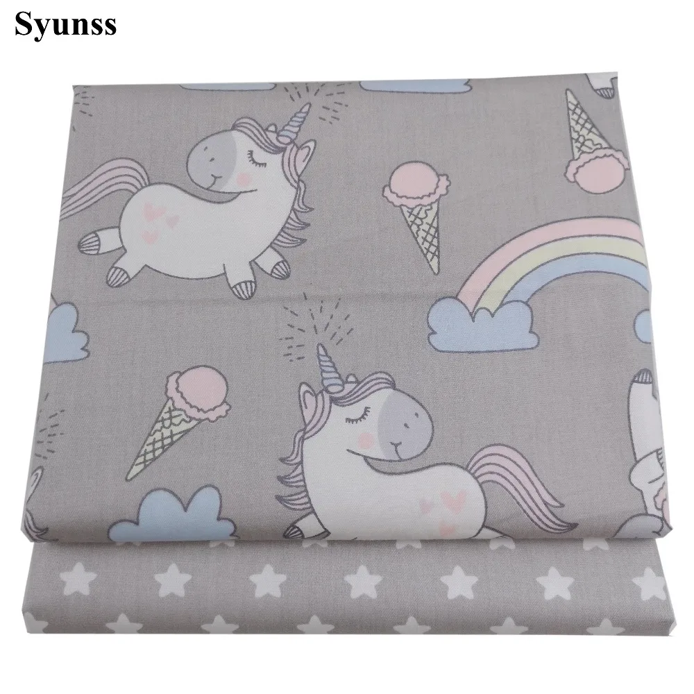 

Syunss Diy Patchwork Cloth For Quilting Baby Cribs Cushions Dress Sewing Tissus Gray Cartoon Stars Printed Cotton Fabric Tecido