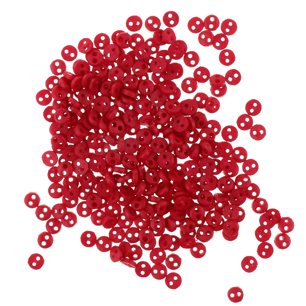 Pack of 300 Pieces Wholesale Lot Mini Micro Army Figures Doll Clothes Sewing Buttons Red 4mm 2 Holes Round Buttons