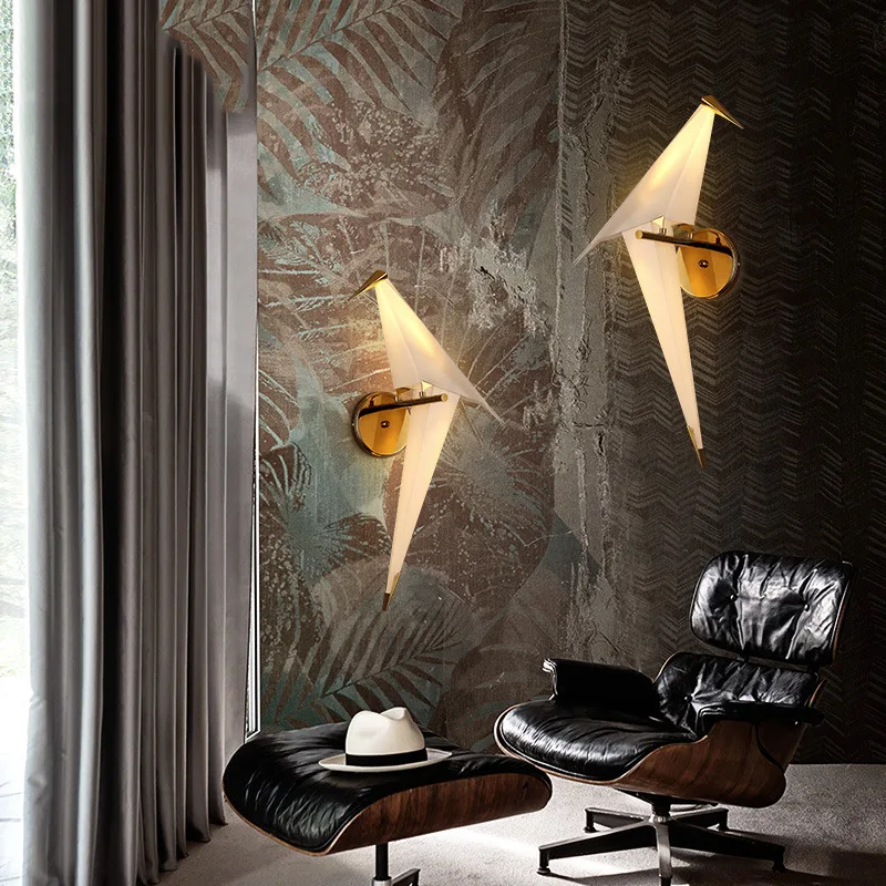 New Bird Design Wall LED  Lamp Bedside Lamp Creative Origami Paper Crane Wall Light for Loft Bedroom Study Foyer Dining Room