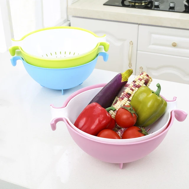 Fruit Vegetable Strainer Double Layer Leakage Basket Storage Box Fruit Vegetable Strainer Double Layer