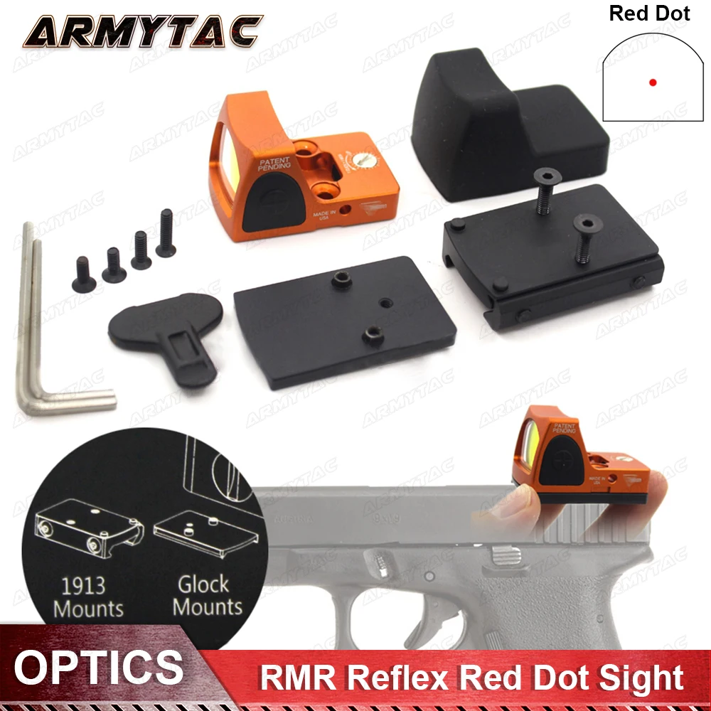 

Tactical RMR Adjustable Reflex Red Dot Sight 3.25 MOA Scope for Hunting Fit 20mm Picatinny Rail and Airsoft Pistol