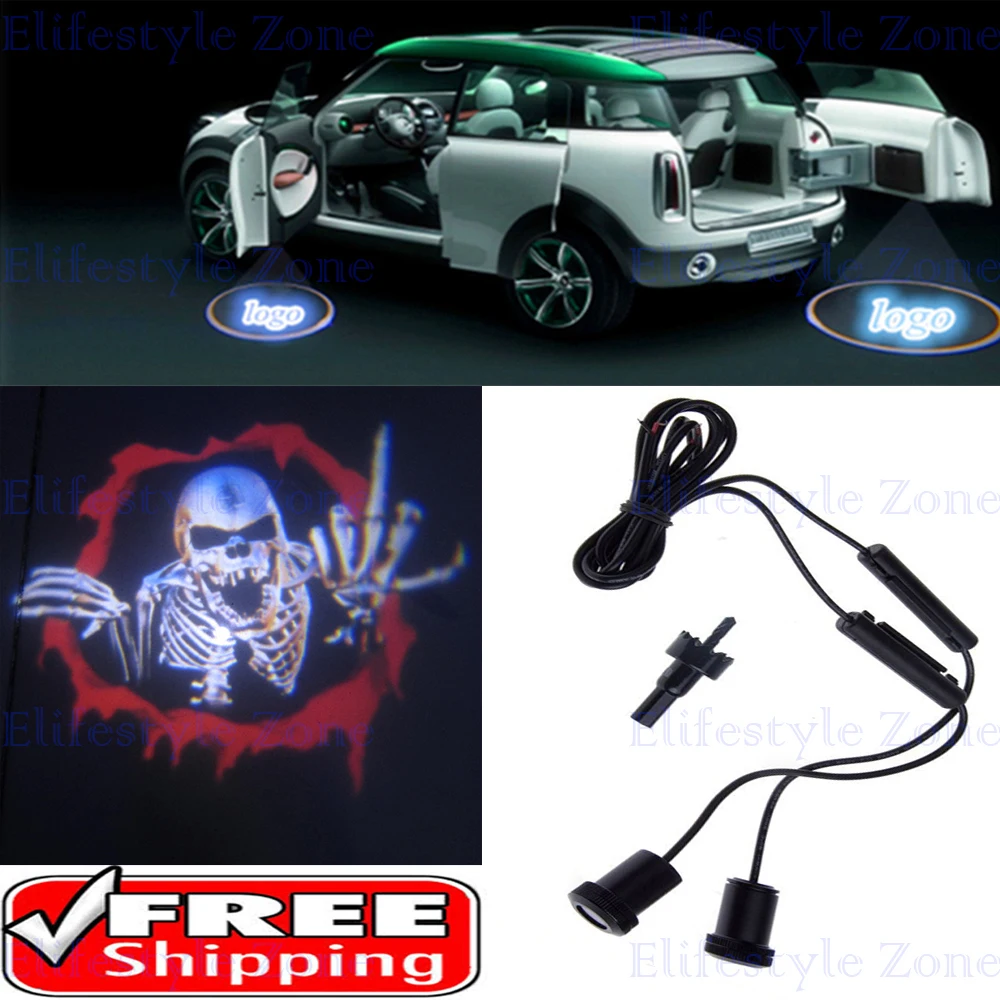 

2 x Angry Skull Car LED Laser Logo Lights Door Welcome Ghost Shadow Projector Door Courtesy Lights
