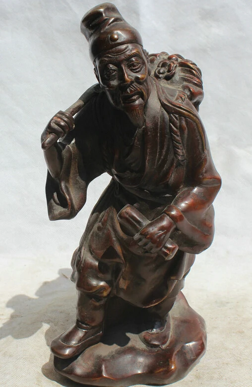 

song voge gem S2206 12" Chinese famous Bronze shoulder basket medical scientist Li Shi zhen Statue