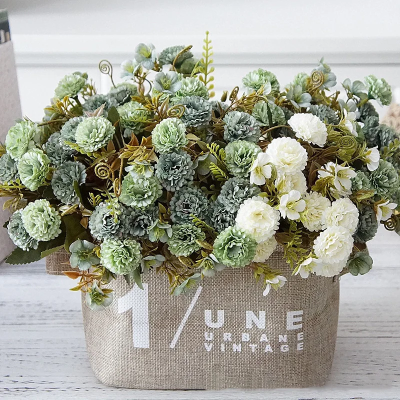 Flone Artificial Flowers High Quality Silk Bouquet Fake Flowers Wedding Display Flower European Style Carnation Home Decoration (4)