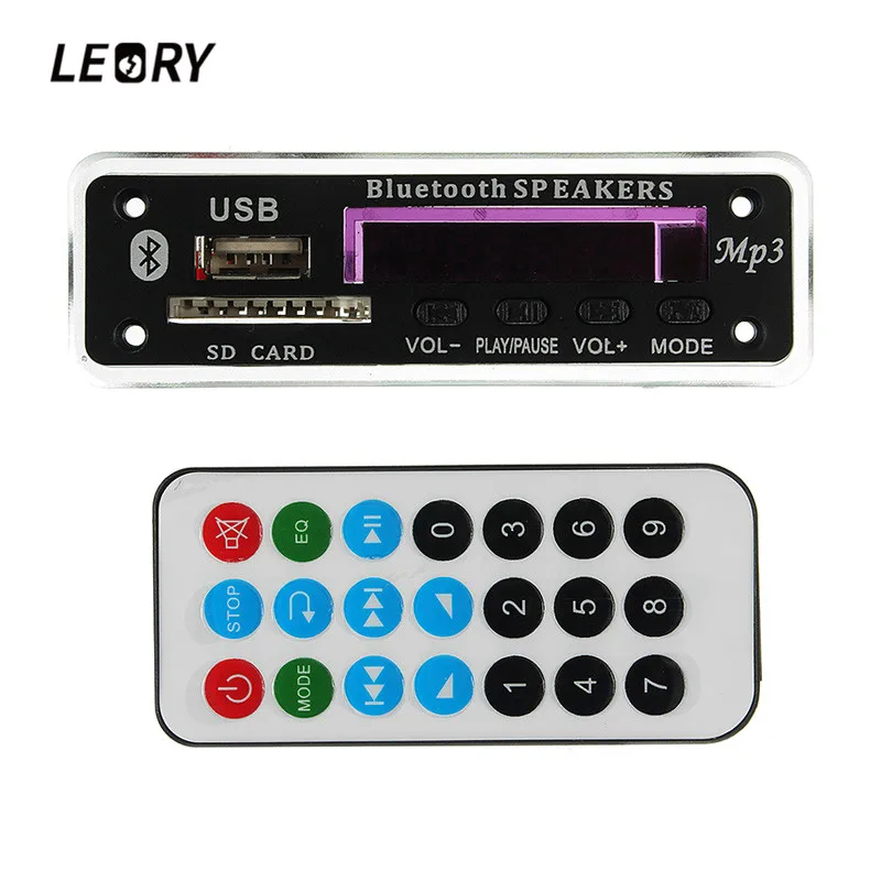

LEORY Bluetooth MP3 Decoder Board Audio Module Wireless 12V MP3 WMA DAC Decoding Board With Remote USB SD Card FM Radio For Car