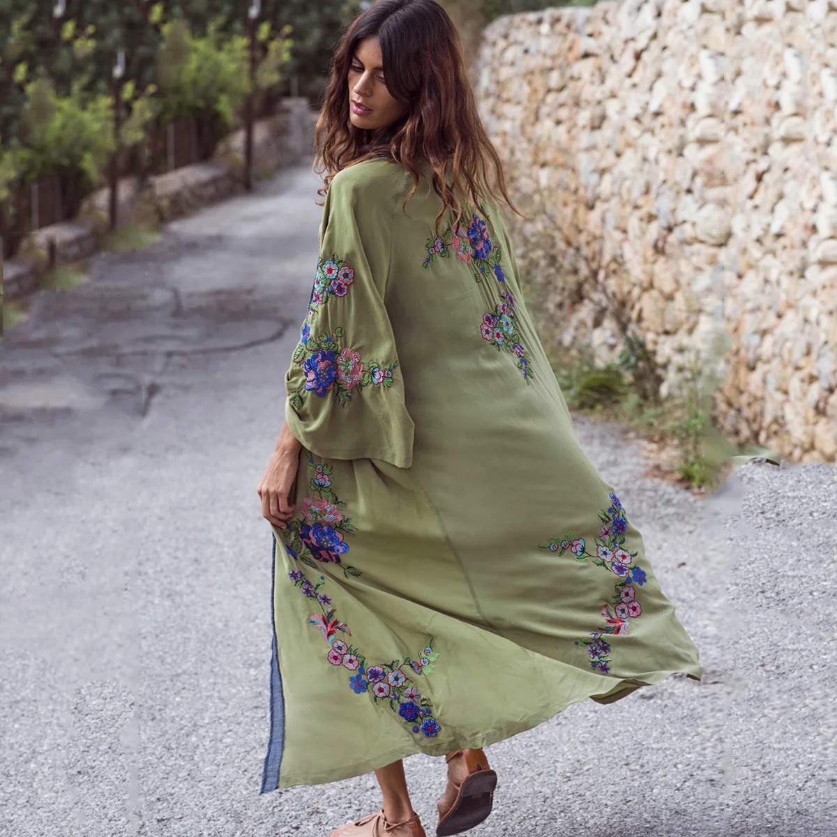 

Jastie 2019 Spring Summer Cardigan Jacket Boho Floral Embroidery Shirt Top Casual Beach Long Cardigans Long-Sleeve Women Jackets