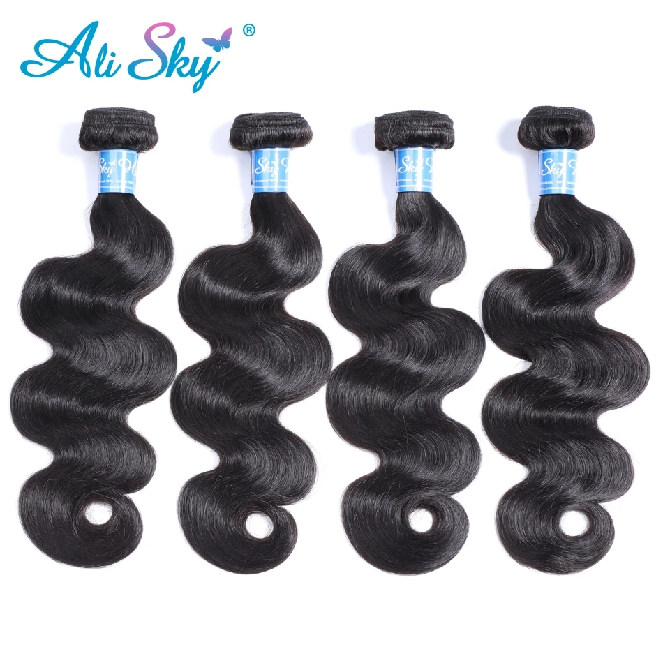 Alisky Hair Peruvian Body Wave Hair 100% thick Human Hair bundles 8-30inch weaves 1/3/4 bundles No Tangle Remy hair extensions