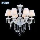 Best Price as low as $136.00 Modern Milk White Crystal Pendant Lamp Candle E14 Bulb Lighting Living Room cristal Chandelier Lights Luxury Fabric FixtureCover