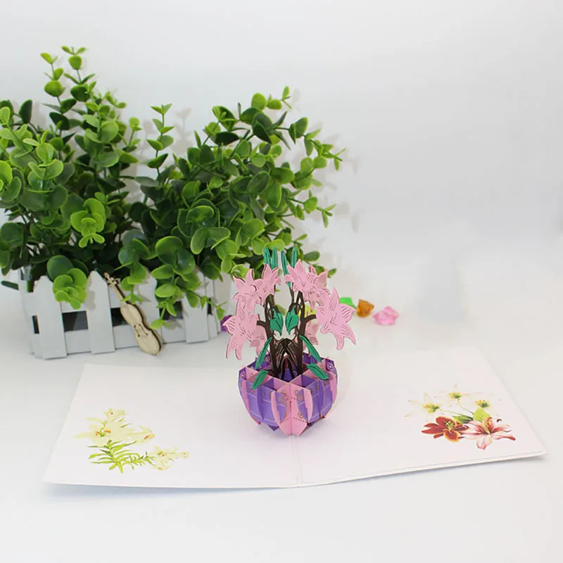 

3D Handmade Color Printed Perfume Lily Valentine's Day Paper Invitation Greeting Cards Father's Mother's Day PostCard Gift